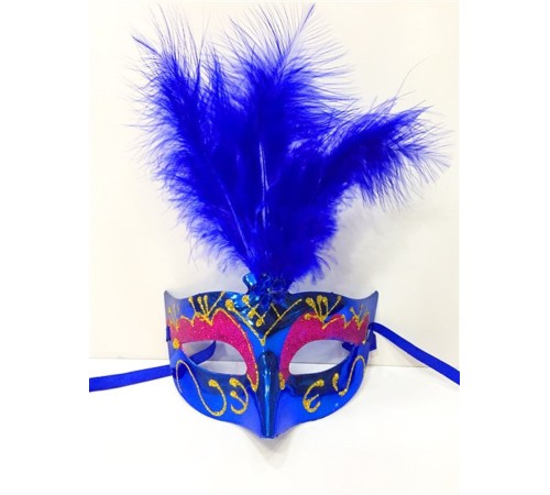 Renkli Tüylü Venedik Parti Maskesi Karışık Renk 12 Adet