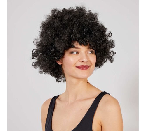 Siyah Renk Kıvırcık Afro Bonus Peruk