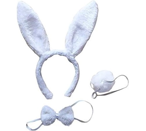 Tavşan Kostüm Seti Taç Papyon Kuyruk Beyaz Renk