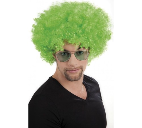 Yeşil Renk Kıvırcık Afro Bonus Peruk