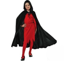 Kapşonlu Siyah Pelerin - Şapkalı Pelerin 90 cm