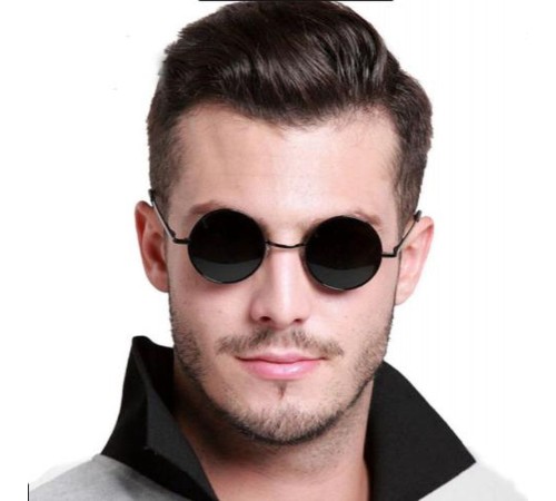 Yuvarlak Cam John Lennon Tarzı Gümüş Çerçeveli Siyah Gözlük