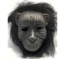 Siyah Renk Eva Goril Maskesi - Siyah Peluşlu Tüylü Orangutan Maskesi