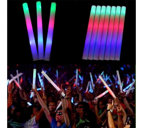 Led Işıklı Rengarenk Sünger Parti Çubuk Işıklı Kauçuk Sopa 46 cm