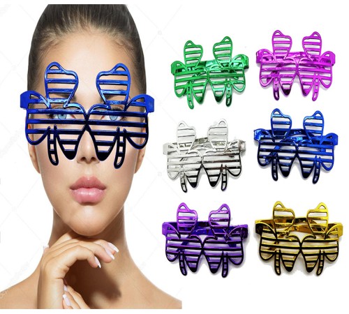 Metalize Ekstra Parlak Yaprak Panjur Parti Gözlüğü 6 Renk 6 Adet