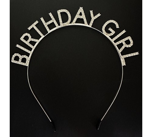 Gümüş Kristal Taşlı Birthday Girl Doğum Günü Tacı İthal Ürün 17x16 cm