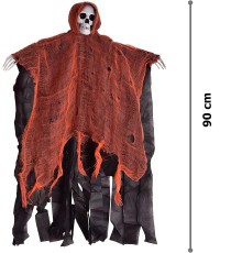 Led Işıklı Kahkaha Atan Sesli Sensörlü Ürpertici Kuru Kafa Korku Hayalet Saçaklı Dekor 90x50 cm