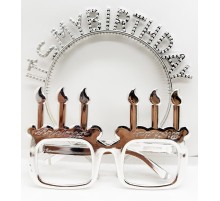 İt's My Birthday Yazılı Taç ve Mum Şekilli Gözlük Seti Gümüş Renk