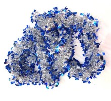 Mavi Gümüş Renk 4 cm Genişlik Garland Çift Renk Sim Süs 180 cm