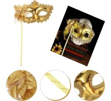 Altın Işıltılı Tutmalı Fotoğraf Çekimi Maskesi 18x29 cm