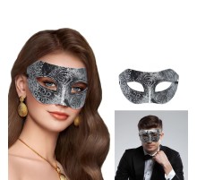 Gümüş Eskitme Yüz Maskesi - Antik Tarz Balo Maskesi