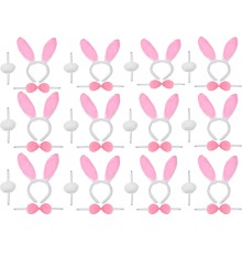 Pembe Tavşan Kostüm Seti – Taç Ponpon Kuyruk 12 li Paket