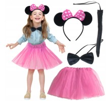 Minnie Kostüm Seti (Pembe Tütü Etek + Pembe Taç + Papyon + Kuyruk)