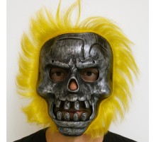 Wild Skull - Metalik Renk Kafatası Sarı Saçlı İskelet Maske