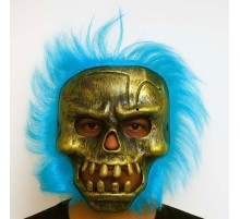 Wild Skull - Bakır Kafatası Turkuaz Saçlı İskelet Maske