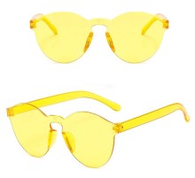 Sert Mika Oval Şekilli Çerçevesiz Sarı Gözlük Retro Parti 5x14 cm