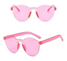 Sert Mika Oval Şekilli Çerçevesiz Pembe Gözlük Retro Parti 5x14 cm
