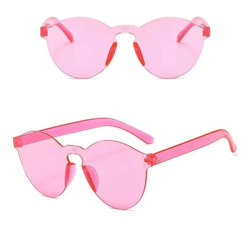 Sert Mika Oval Şekilli Çerçevesiz Pembe Gözlük Retro Parti 5x14 cm