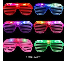 Işıklı Panjur Şeritli Led Parti Gözlüğü 6 Renk 6 lı Set