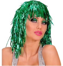 Yeşil Işıltılı Metalize Parti Peruğu