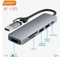 Airsky Hc13Fl 5 İn 1 Usb Type-C 2 İn 1 Çevirici