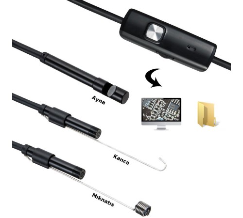 Endoskop 3 in 1 Yılan Kamera USB Micro Usb Type-C Uyumlu 15M