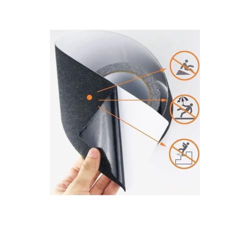 5 Metre Merdiven Kaymaz Bant, 2,5cm Genişlik, Yapışkanlı 1. Kalite Zemin Kaydırmaz Bant Siyah