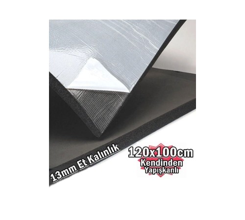 Araç Oto Ses Isı 13mm Kauçuk Izolasyon Karavan Yalıtım Malzemesi 120cmx100cm Levha Yapışkanlı