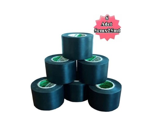 Siyah Pvc Bant 6 Adet 5cmx25m Izolasyon Bandı 50mm