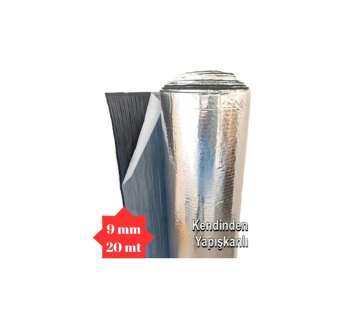Araç Karavan İzolasyonu Alüminyum Folyolu Kauçuk 9mm 100cmx20Mt (20M2) Yapışkanlı Kauçuk