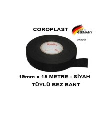 Coroplast 10 Adet Bez Bant Tüylü Yanmaz Kumaş Kablo Sarma Bantı 19mm 15mt