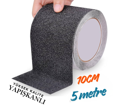 Merdiven Ve Zemin Kaydırmaz Kaymaz Bant 10 cm x 5metre Siyah