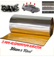 Araç Oto Ses Isı Yalıtım Bandı 3mm x 30cmx10metre Alüminyum Folyolu Kauçuk Bant Izolasyon Malzemesi