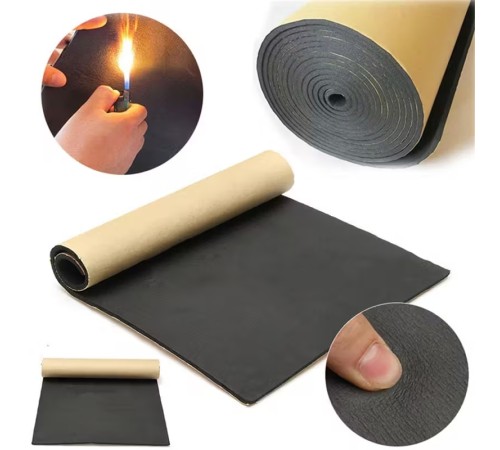 Araç Oto Ses Isı Yalıtım Malzemesi 10m² Kauçuk Sünger Yapışkanlı 6mm Kalın 100cmx10mt