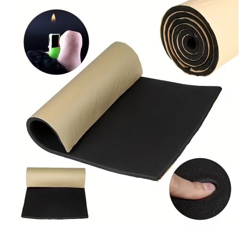 Araç Oto Ses Isı Yalıtım Malzemesi Kauçuk Sünger Yapışkanlı 9mm Kalın 60cmx10mt