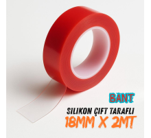 Çift Taraflı Silikon Bant Kırmızı Güçlü Yapışkanlı Su Geçirmez Bant Çerçeve Tablo Bandı 18x2m