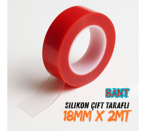 Çift Taraflı Silikon Bant Kırmızı Güçlü Yapışkanlı Su Geçirmez Bant Çerçeve Tablo Bandı 18x2m